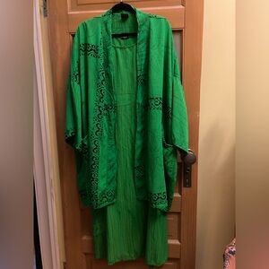 Ramin Elegant Green 2- piece Duster and Maxi Dress